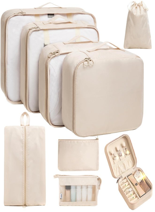 TRAILKICKER 9 Set Packing Cubes for Carry on Suitcase Travel Organizer Bags for Luggage Suitcase Organizer Bags Packing Cube Set for Packing Women Men (Beige) - Image 1